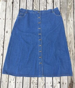 Woman Within Blue Denim Maxi A-Line Skirt Buttoned Front Size 22W (41.5X34.5in.) - Picture 1 of 9