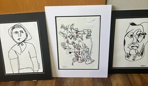 3 signierte Hilda Epner Zeichnungen mattiert 12" mal 9" - Bild 1 von 21