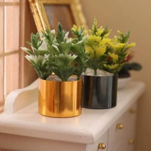 Mini Green Leaves Plant Pot 1:12 Play House Decor Doll House Accessories - Picture 1 of 14