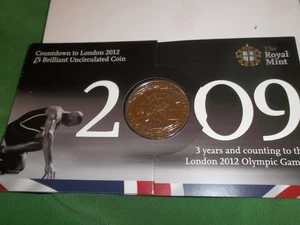 2009 Countdown to London Olympics 2012 UK £5 Coin Brilliant Uncirculated - Picture 1 of 2