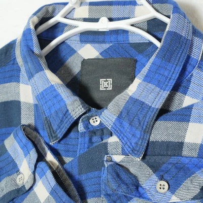 KREW KR3W Denim Company Hombre Talla 3XL XXXL Azul Franela a Cuadros Botón Manga Larga Foto 1 de 4