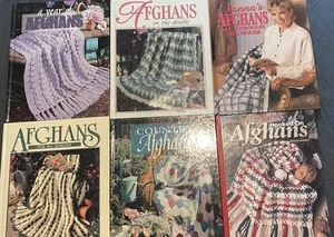 Lot of 6 Afghan Hard Cover Craft Books - DIY Knit and Crochet Patterns Designs - Picture 1 of 7
