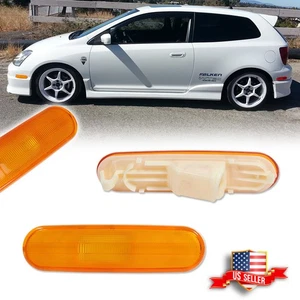 2PCS Amber Lens Front Bumper Side Marker Lights For 02-05 Honda Civic Si EP3 3DR - Picture 1 of 8