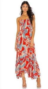 Free People Heat Wave Printed Maxi Dress Orange Red Size XS - Picture 1 of 5