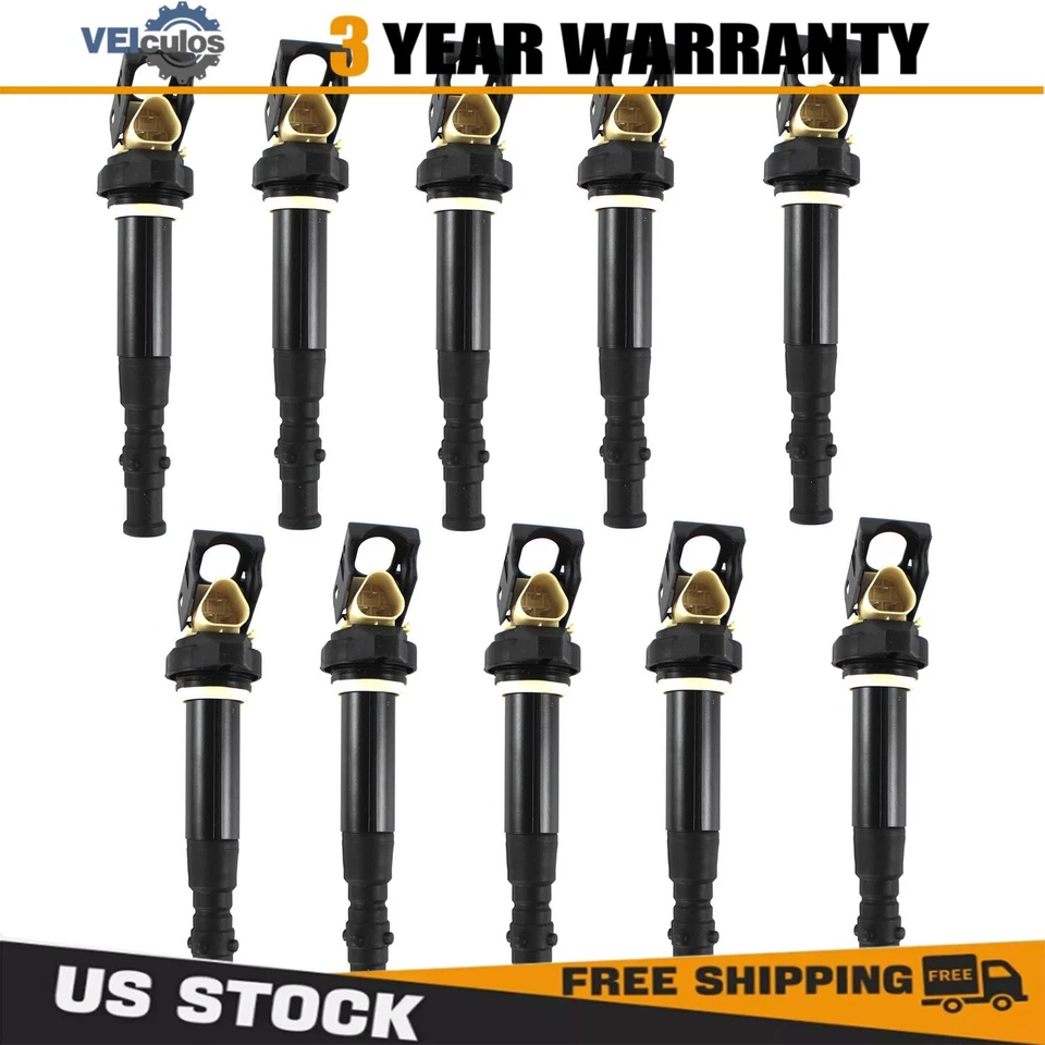 10x Ignition Coils 12137841556 For 2006-2010 BMW M5 M6 5.0L V10 E60 E63 E64 5.0L - Imagem 1 de 4