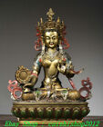 11" Old Tibet Bronze Painting Gilt 7 Eyes White Tara Goddess Buddha Lotus Statue
