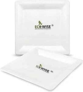 Platos de papel cuadrados biodegradables ecológicos de 10 pulgadas desechables de bagazo - Imagen 1 de 7