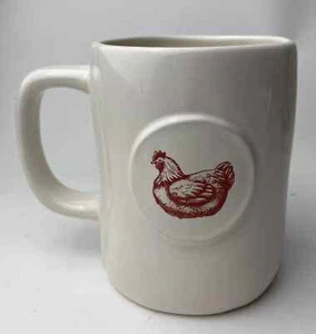 Rae Dunn EARLY BIRD Becher 20 Unzen Huhn - zweiseitig, Henne, Bauernhaus, Keramik - Bild 1 von 5