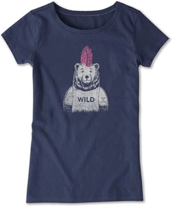 Life Is Good Youth Girls Crusher Wild Bear Size Large Blue Tshirt NWT - Picture 1 of 4