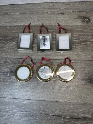 Restoration Hardware Gold  & Silver Tone Metal Hanging Frame Ornament ~6 Pc Set - Image 1 of 4
