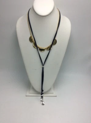 $49 Lucky Brand Azul Gamuza Extraíble Bolo Duo Collar C52 Foto 1 de 4