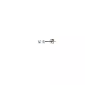 14K White Gold CZ Tiny 3mm Round Stud Earrings - Picture 1 of 5