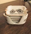 Vintage NAPCO Antique Car Personal Ashtrays * Set of 4 with Porcelain Caddy