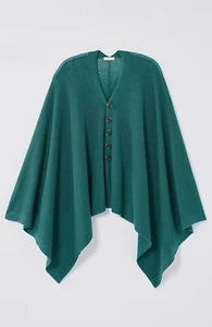 Poncho bidireccional tejido acanalado J Jill S-L nuevo con etiquetas Oceanside verde venta al por menor $89 - Imagen 1 de 3