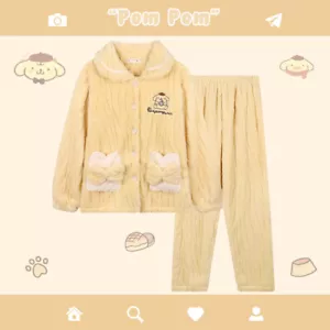 Kuromi Cinnamoroll Pajamas Women Girl Homewear Pochacco Flannel Top+ pants Set - Picture 1 of 16