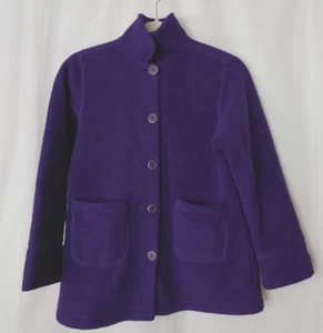 Land's End Girls Fleece Polartec Coat Button Up Purple Size L (6X-7)  #15343 - Picture 1 of 5