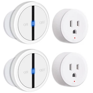 Mini Remote Control Outlet Plug Adapter Wireless Light Switch 10A/1200W 2 Packs - Picture 1 of 12
