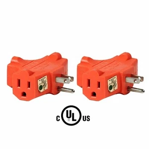 ( 2 Pack ) T-shape Triple (3) Outlet Heavy Duty Grounded Wall Plug Tap Adapter - Picture 1 of 1