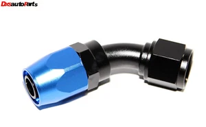 New Black+Blue AN10 45 Degree Swivel Oil/Fuel/Gas Line Hose End Fitting Adapter - Foto 1 di 4
