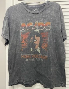 AC/DC High Voltage Tour '76 T-Shirt grau L/XL Vintage Distressed Rock Band - Bild 1 von 5