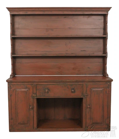 L57591EC: Primitive Country Painted Bench Made Pewter Cabinet Cover