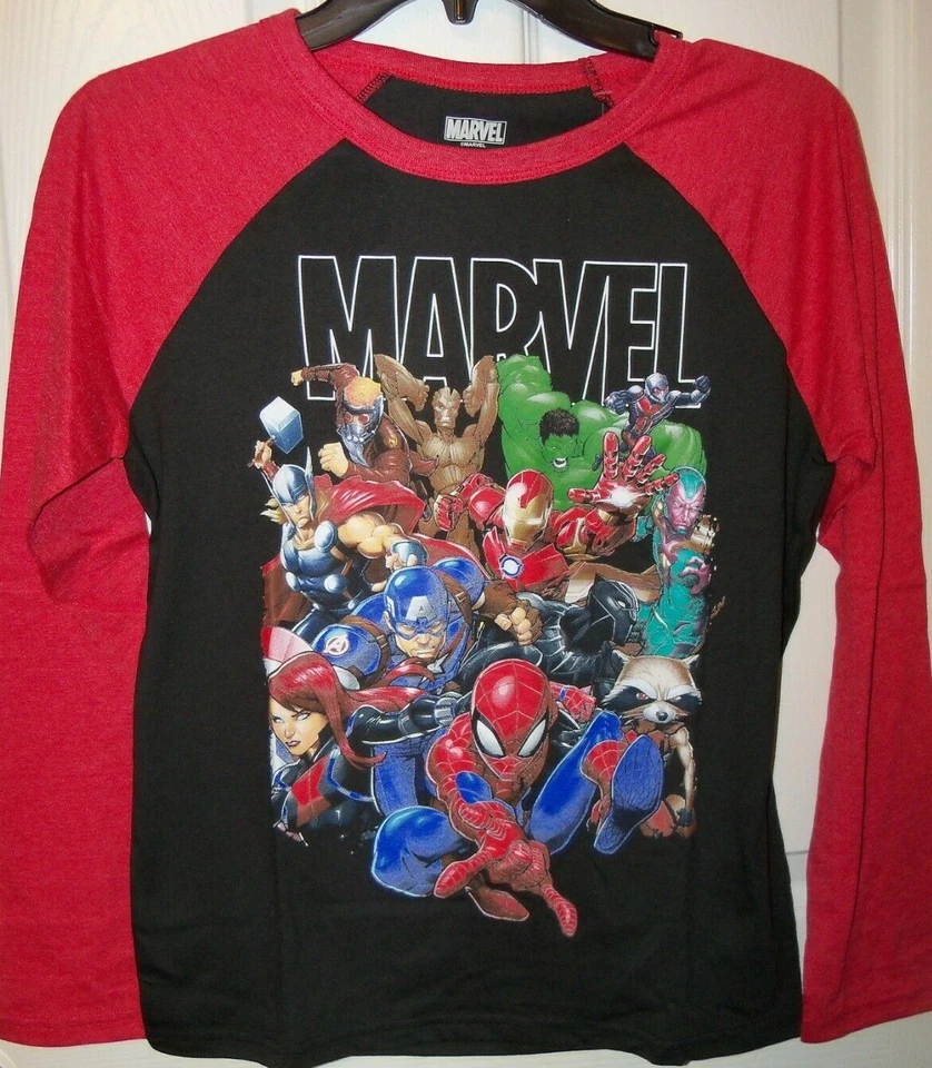 Camisa Marvel Super Heroes Rocket Roja Negra Manga Larga Niños Mediana 8/10 Nueva con Etiquetas Foto 1 de 1