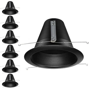 6-Pack 6" Recessed Can Light Trim, Anti-Glare Air Tight Baffle Trim - Picture 1 of 33