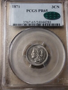 1871 Three Cent Nickel NGC PF65 CAC Stickered, Beautiful Coin - Picture 1 of 3