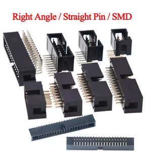 IDC Right Angle/Straight Pin/SMD Pin PCB Boxed Header Connector 2mm-6 to 50 Ways - Picture 1 of 7