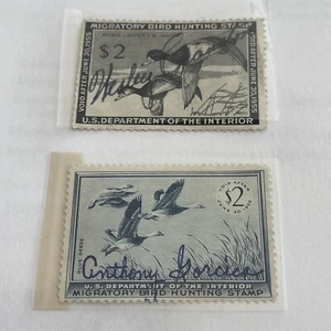 US Scott#RW21,RW22  F/V used 1954-1955 Migratory Bird Hunting Ducks,signed, - Picture 1 of 4