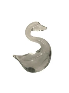 Unbranded Swan Clear Art Glass Swan Figurine Paperweight 3.5" Tall - Picture 1 of 7