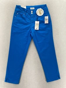 Curve Appeal Tummy Tuck Capri Pants Women's 2/26 Blue Stretch Slim Leg Casual - Picture 1 of 13