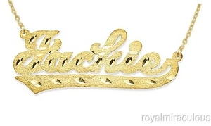 Personalisiertes Namensschild-Halskette Satin Diamantschliff Gelbgold vergoldet Silber - Bild 1 von 2