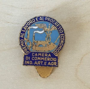 SPILLA SMALTINO PIN BADGE CAMERA DI COMMERCIO IND. ART. E AGR. PREMIO AL LAVORO - Picture 1 of 1