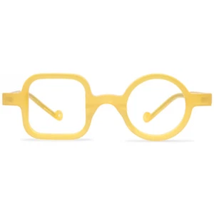 Quadratische runde Acetatbrille geometrische kleine schmale Linse Brille Rahmen gelb - Bild 1 von 79