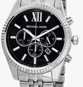 Michael Kors - Men's Lexington Chronograph Watch, Silver/Black/Silver - Picture 1 of 4