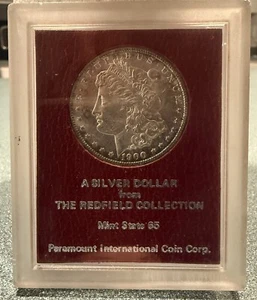 1900 S Morgan Silver Dollar $1 Coin Mint State 65 Redfield Collection Red Holder - Picture 1 of 8