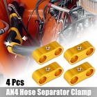 4 Pcs AN4 Car Hose Separator Clamp Connector for Oil Fuel Water Line Gold Tone