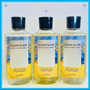 3 x Bath & Body Works CLEAN SLATE Shower Gel Men 3-in-1 Hair-Face-Body Wash Lot - Picture 1 of 2