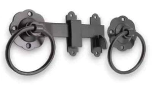 Quality Metal Ring Gate Latch Set - Large Black Door Garden Catch with Screws - Picture 1 of 7