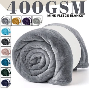 Faux Fur Fleece Throw Soft Warm Mink Large Sofa Bed Blanket Double King Size - Picture 1 of 112