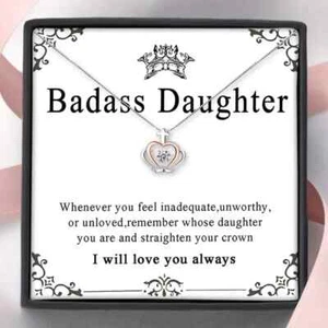 To My Badass Daughter Zirconia Crown Pendant Necklace - Gift Boxed - Aus located - Picture 1 of 7