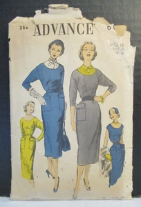 Advance Pattern 6013 Misses Pulloverkleid mit Dickey Gr. 12 B 30" Hüfte 33" Schnitt komplett - Bild 1 von 14