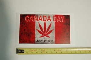 Canada Weed Cannabis Pot Flag CANADA DAY LEGAL car bumper sticker 4.25" x2.5" - Bild 1 von 2