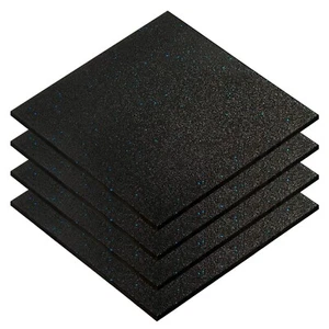 4 x Rubber Gym Tile Flooring Mats High Density Mat 50cm*50cm*15mm -Black blue - Picture 1 of 9