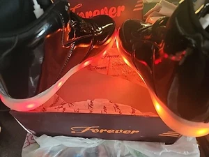 Forever 21 Light Up LED Black Patent Leather Sneakers Women 6.5 Rechargeable - Picture 1 of 7