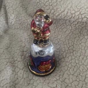 Vintage Santa Christmas Bell Metallic Approximately 6”T - Picture 1 of 5