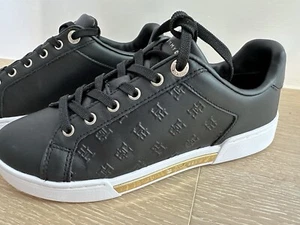 Tommy Hilfiger Dark Navy Sneakers 37 Only Worn Once $179 Gold Hardwear - Picture 1 of 2