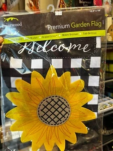 Sculpted Sunflower Summer Burlap Garden Flag Welcome 12.5" x 18" Briarwood Lane - Picture 1 of 2
