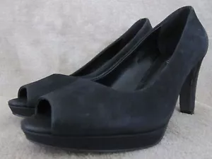 ECCO Okoya Cuero negro deslizante en zapatos de punta abierta tacones US 8 - 8.5 M EUR 39 NWOB - Imagen 1 de 6